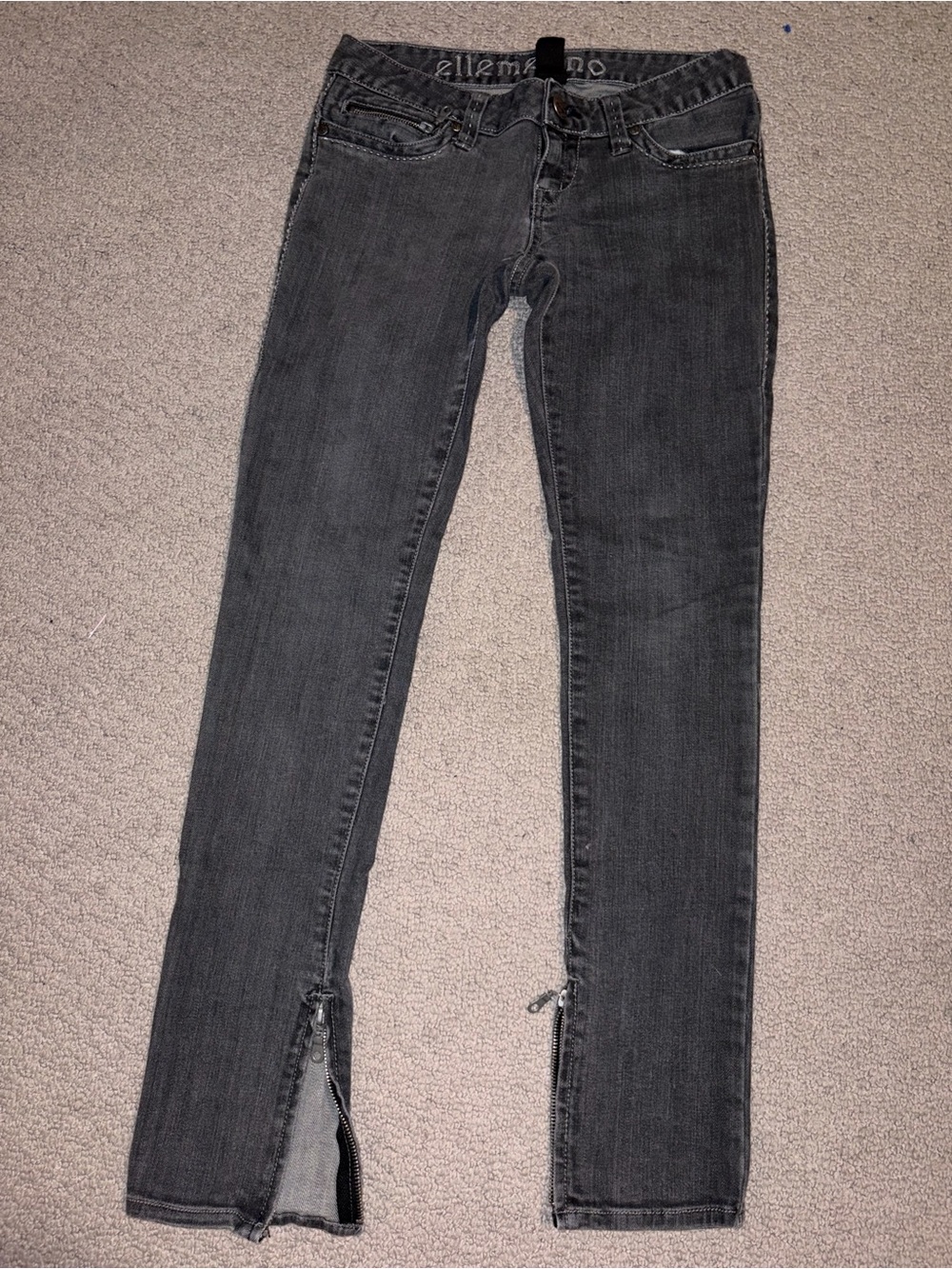 ellemenno Women’s Charcoal Skinny Jeans with Ankle Zips
